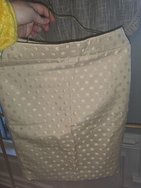 Ann Taylor Size 00 Cream Polka Dot Pencil Skirt